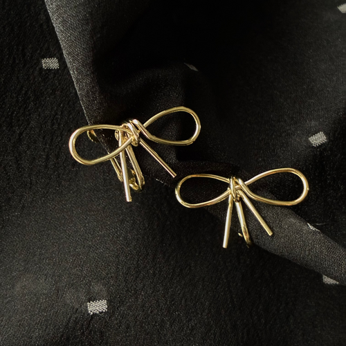 Celine Ribbon Gold Plated Earrings