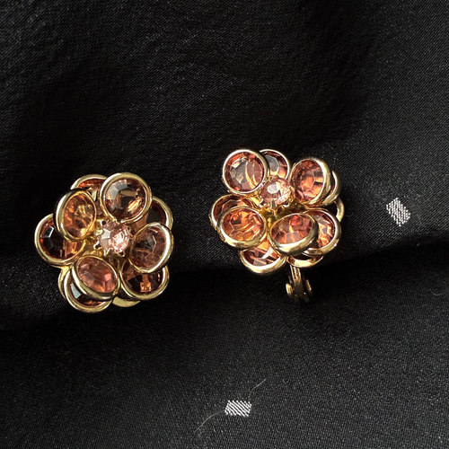 Olivia Orange Flower Gold Plated Earrings